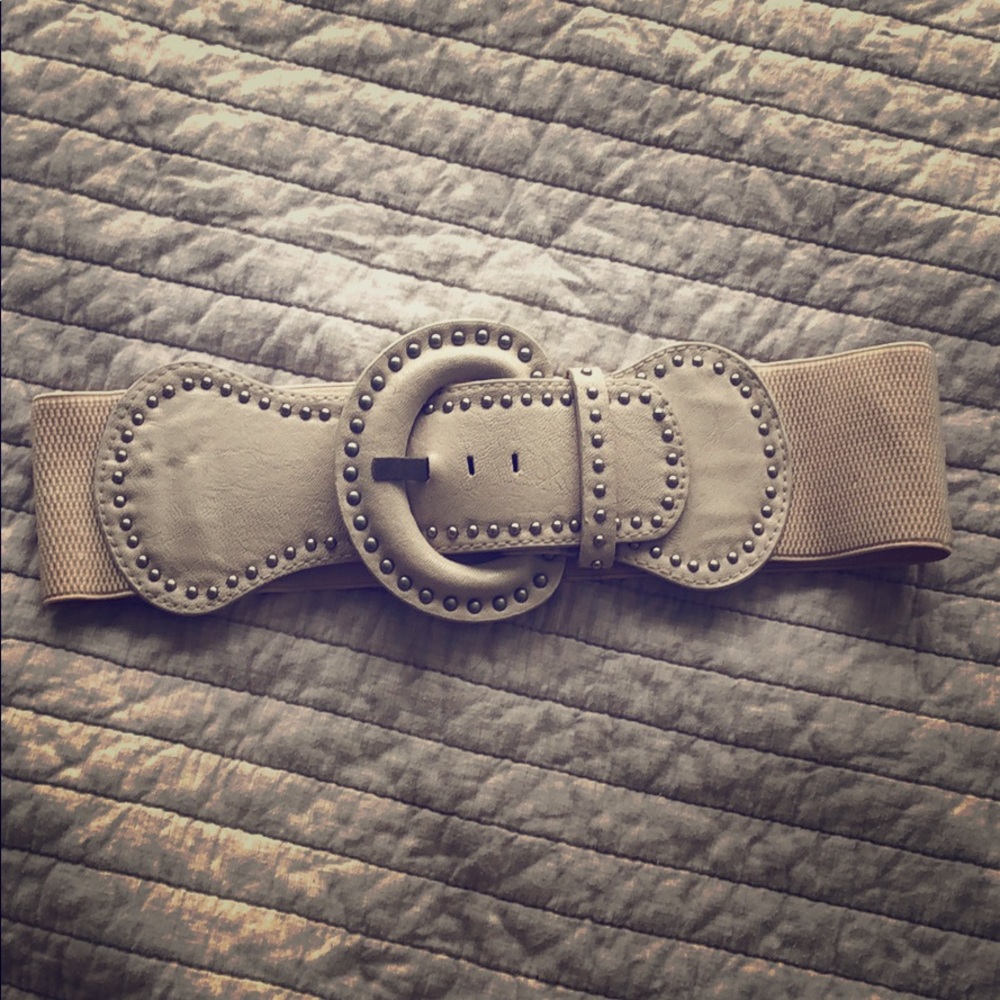 Taupe belt with silver bead detail